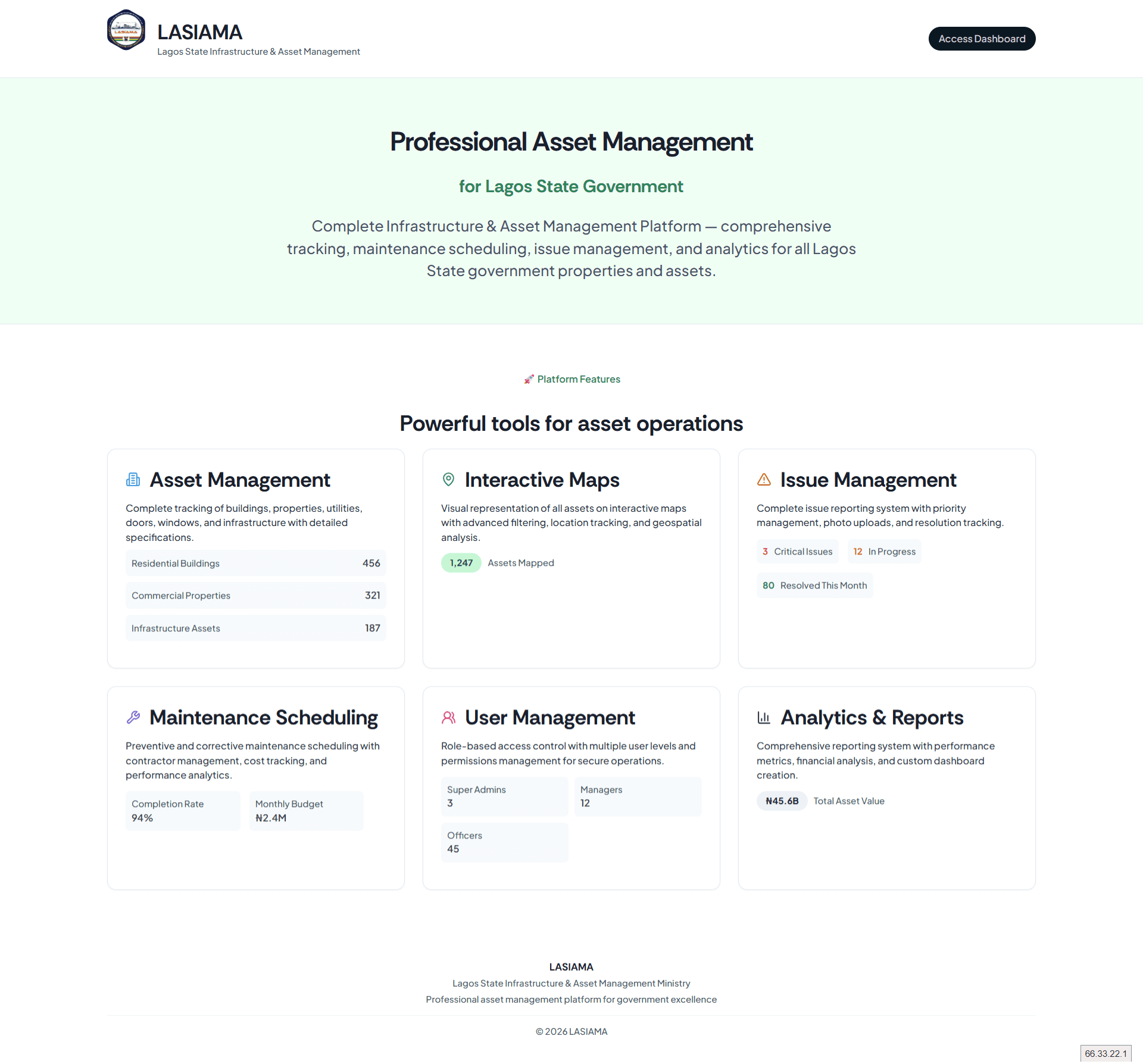 Lagos State Infrastructure & Asset Management (LASIAMA)